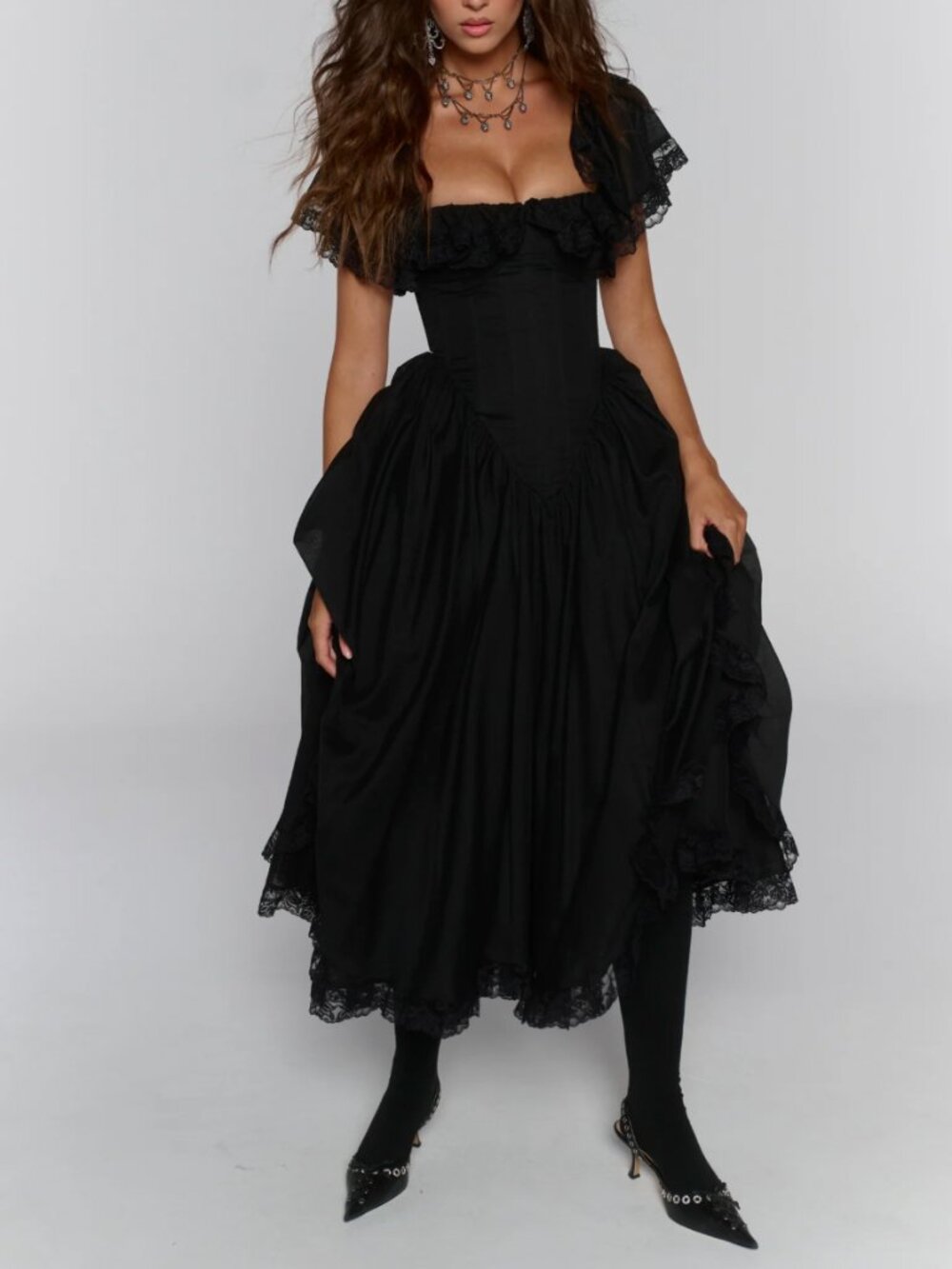 Selkie The Caviar Cupid Midi Dress Medium Black Noir